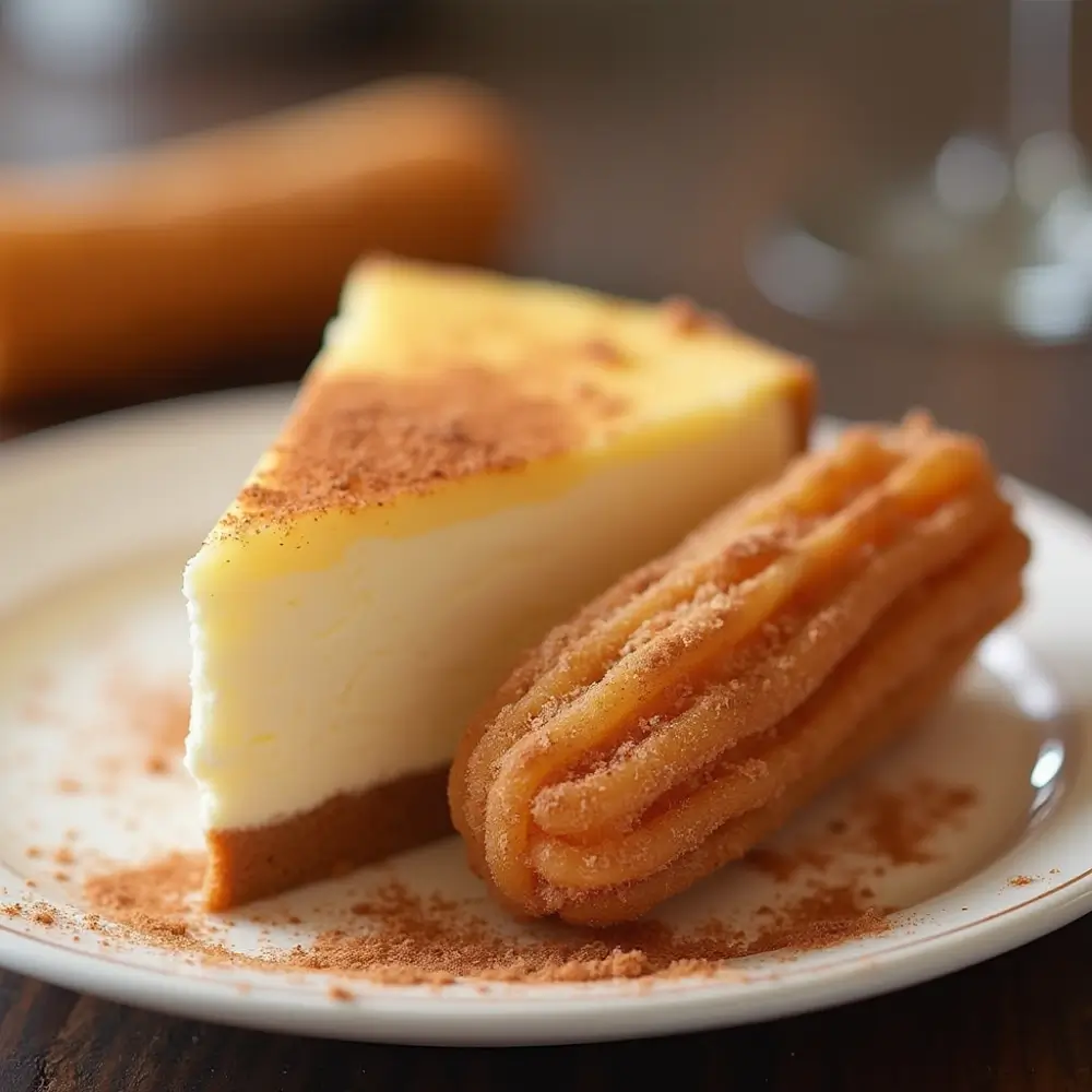Churro Cheesecake with cinnamon sugar topping