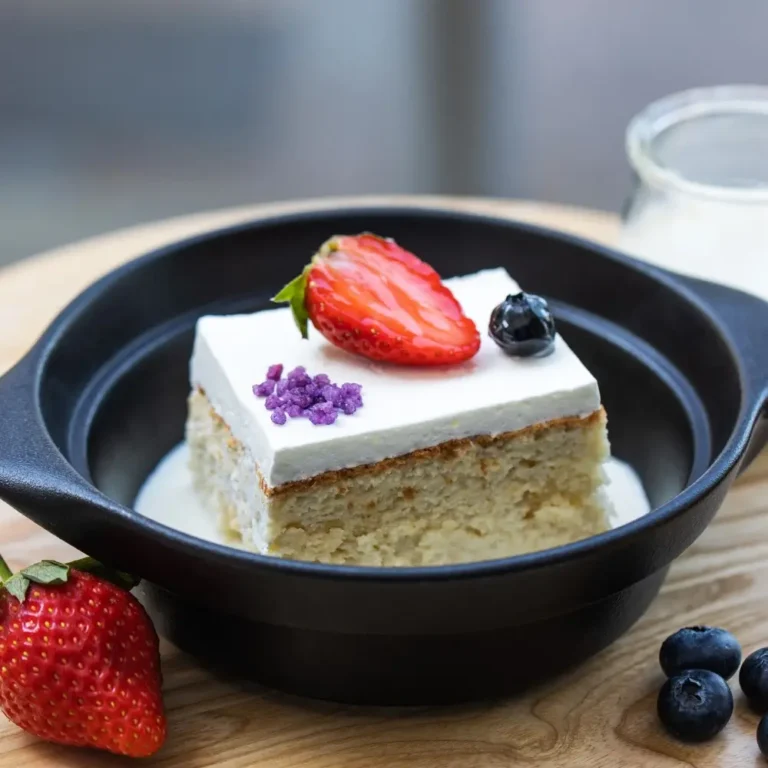 A slice of kefir sheet cake, light and fluffy with a smooth frosting and a soft, moist texture.